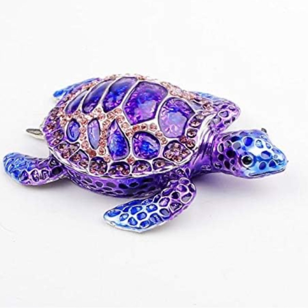 Purple Sea Turtle Trinket Box Tchotchke NIB